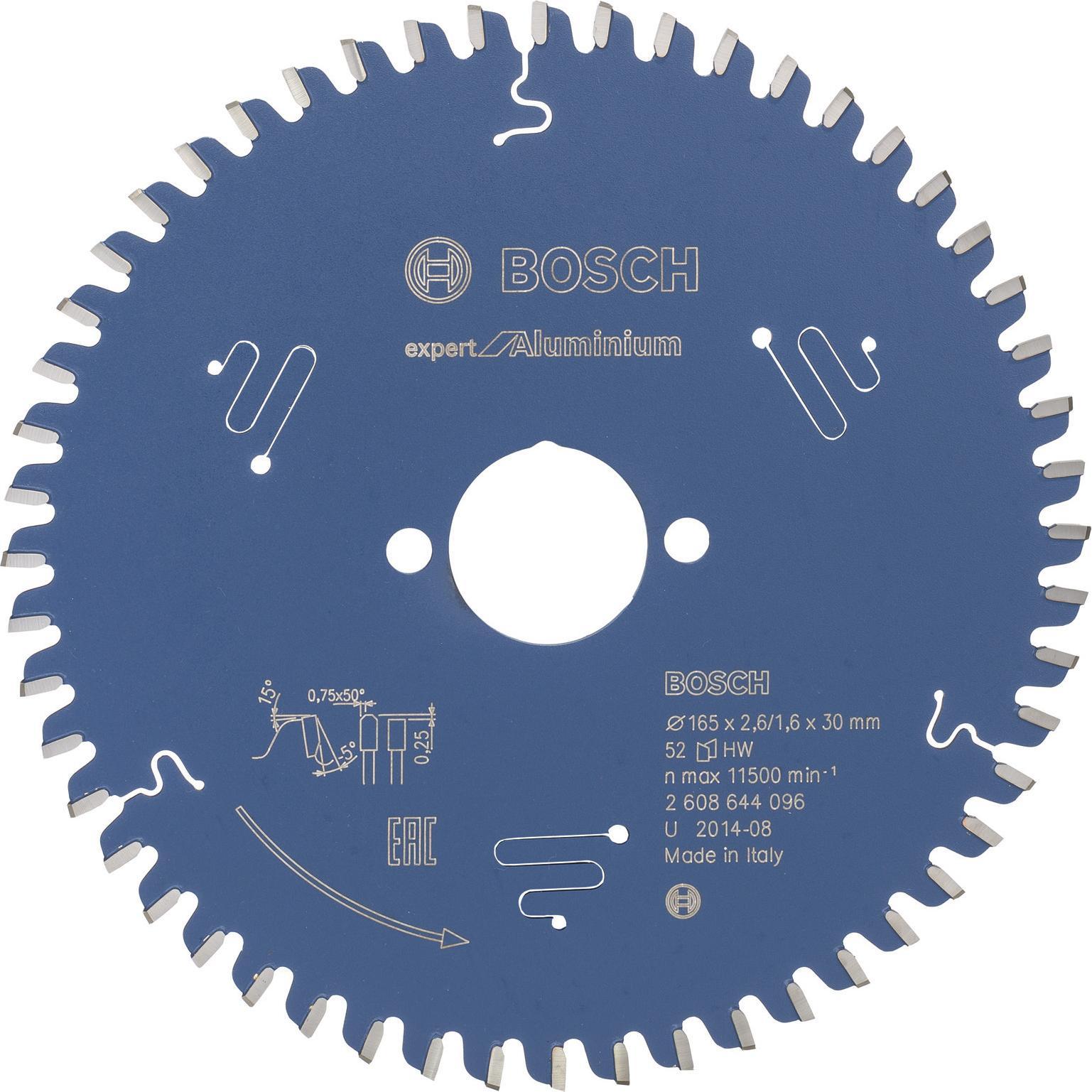Bosch Professional Zubehör, Sägeblatt, Kreissägeblatt Expert for Aluminium, 165 x 30 x 2,6 mm, 52