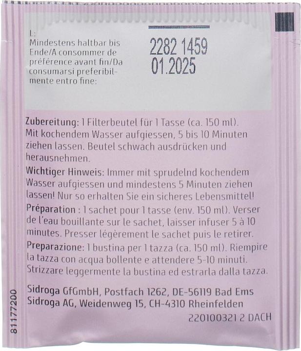 Valeurs nutritives et ingrédients Sidroga Thé de grossesse (30 g)