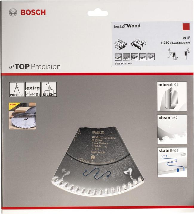 Actual product image Bosch Professional Zubehör Circular saw blade Top Precision Best for Wood, 250 x 30 x 3.2 mm, 80