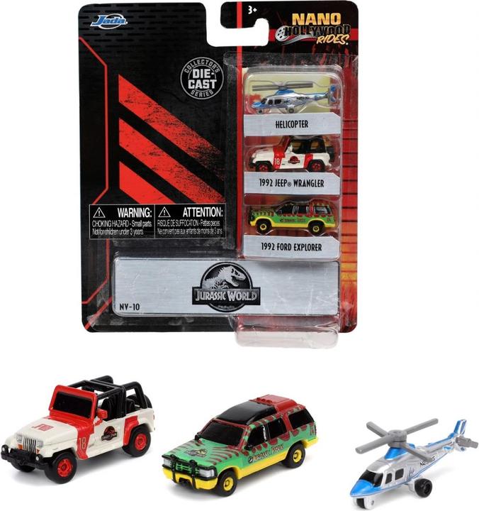 Actual product image Jada Jurassic Park 3-Pack A Nano Cars