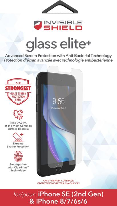 Actual product image Zagg InvisibleShield Glass Elite+ Apple (e) (1 Piece, Apple iPhone 6, Apple iPhone 7, Apple iPhone SE, Apple iPhone 6s, Apple iPhone 8)