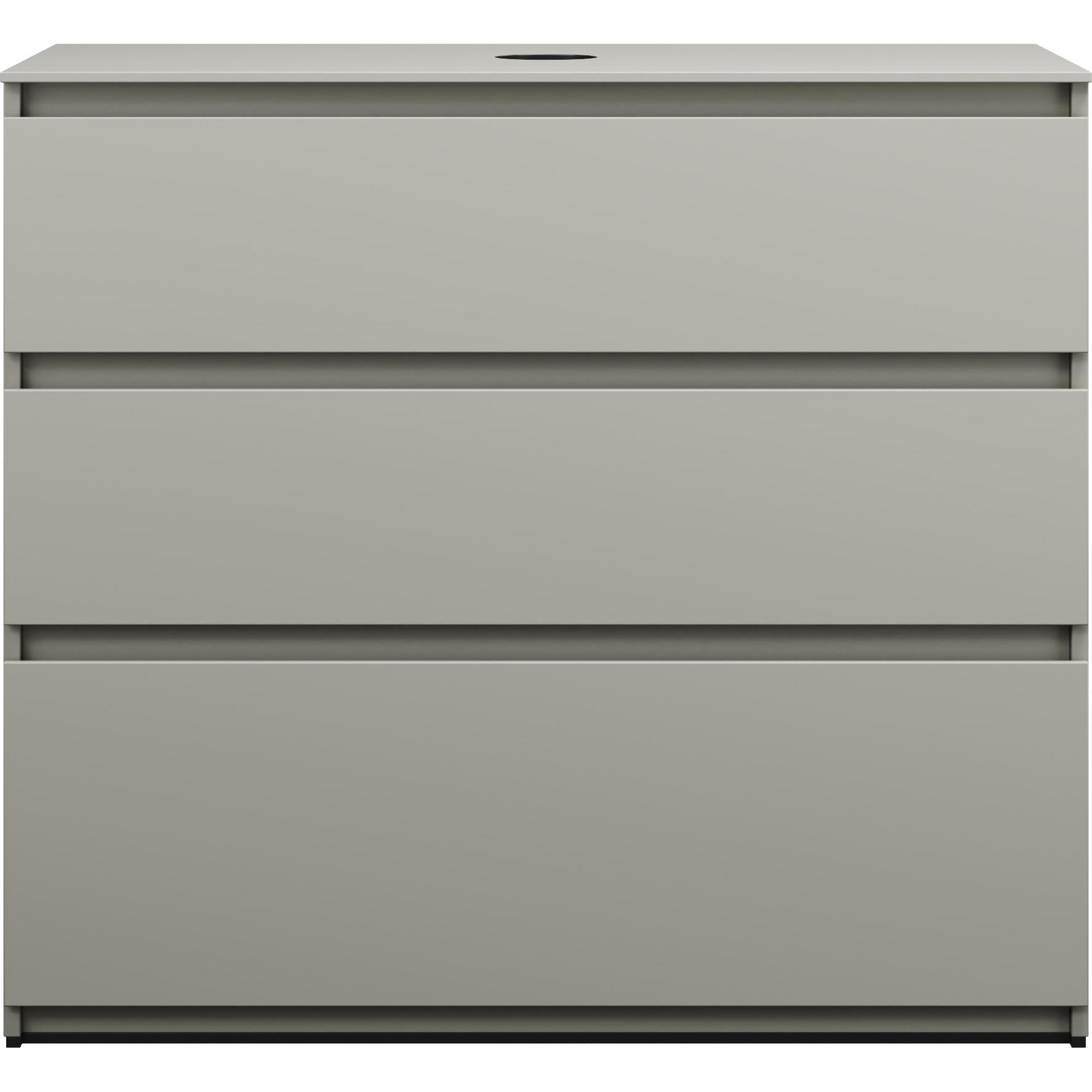 burgbad, Waschtischkonsole, Lin20 Waschtischunterschrank inklusive Konsolenplatte, 3 Auszüge, Tiefe 487mm, 1002x487x900