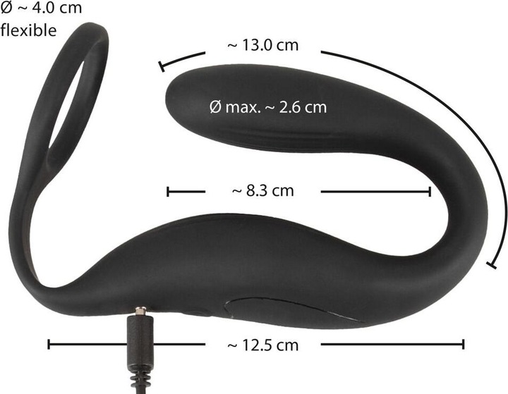 Actual product image Black Velvets Cock ring with RC butt plug (2.60 cm)