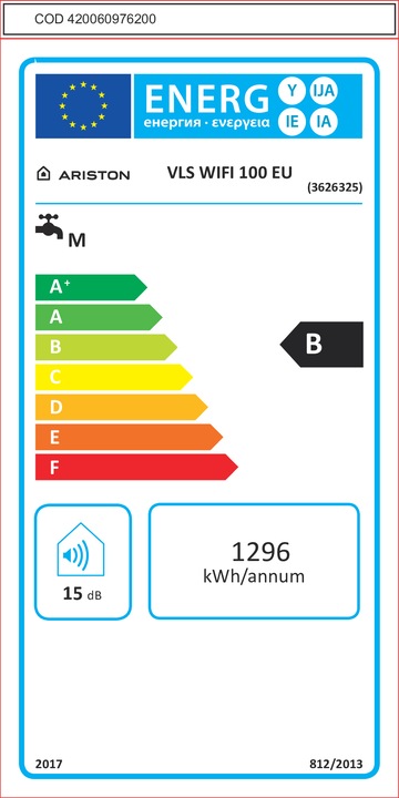 Energy Label Ariston Vandens šildytuvas VELIS WIFI 100