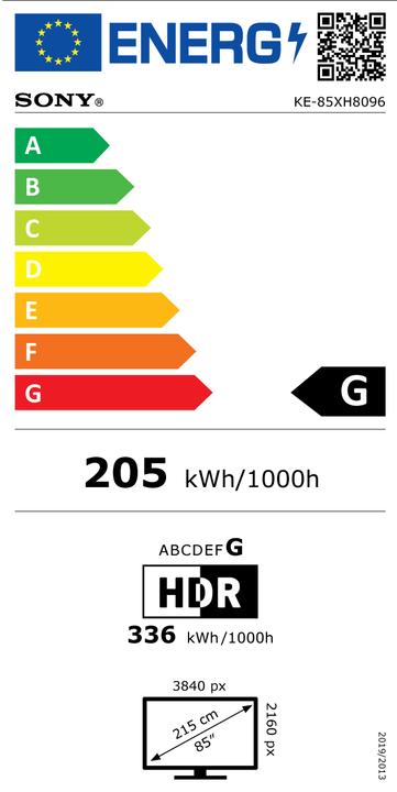 Energie-Label Sony KE-85XH8096 (85", LCD, 4K, 2020)