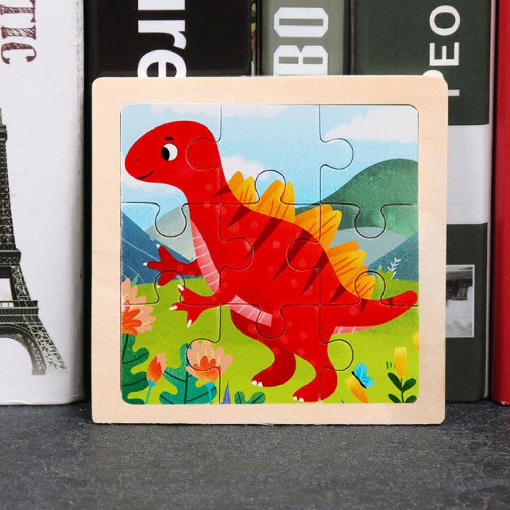 Tinisu Kinder Baby Holz Puzzle Cartoon Dinosaurier 9 Teile Puzzle