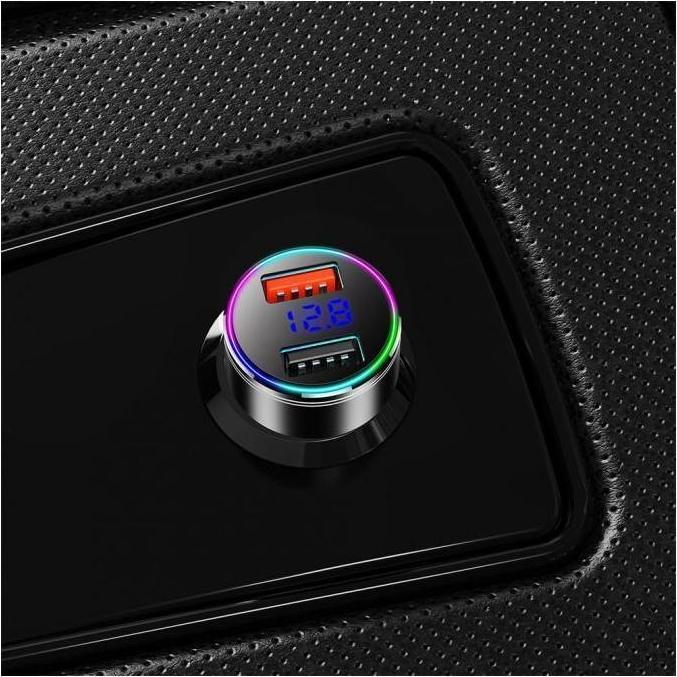 Immagine prodotto Maclean MCE375 caricatore da auto doppio con display Presa accendisigari Voltmetro in alluminio USB 1 x QC