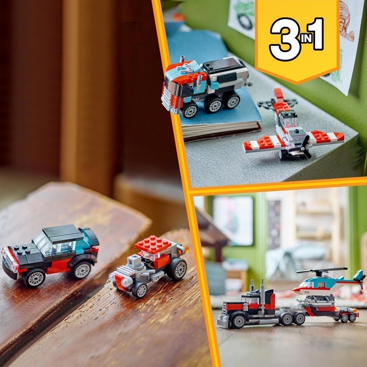 Produktbild LEGO Tieflader mit Hubschrauber (31146, LEGO Creator 3-in-1)