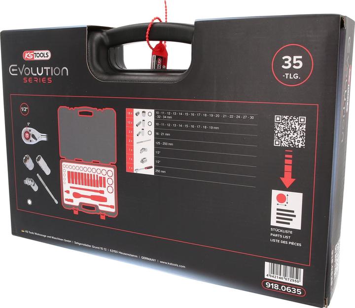 Produktbild KS Tools 1/2" CHROMEplus Steckschlüssel-Satz, 35 Teile, Flank Traction (1/2")