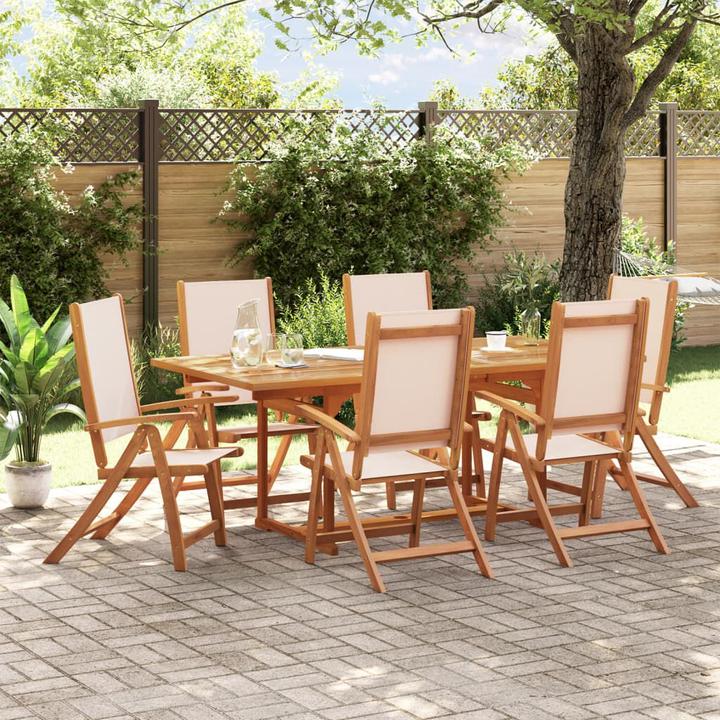 Immagine prodotto vidaXL Mobili da giardino set da pranzo set da giardino 7 pezzi in legno massiccio di acacia textilene (100 cm)