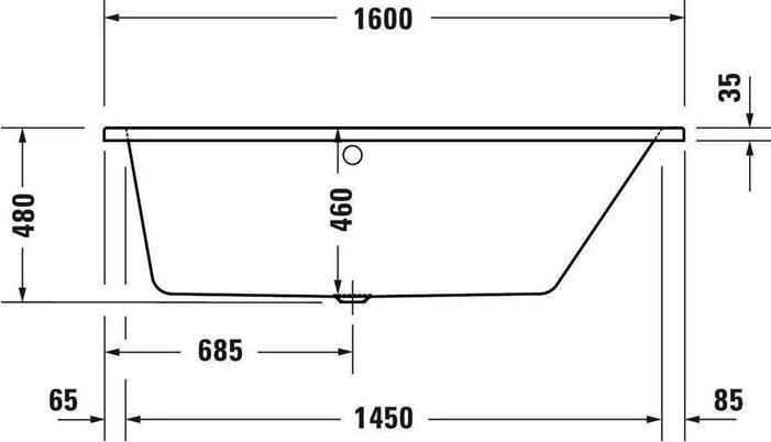Produktbild Duravit Trapez-Badewanne No 1 1 Rückenschräge rechts weiss 1600x850mm (140 l, 160 cm, 85 cm)