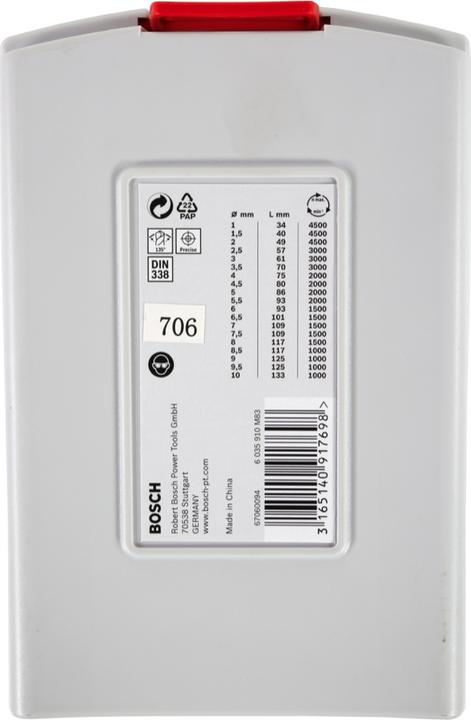 Produktbild Bosch Professional Zubehör HSS-Spiralbohrer-Set PointTeQ, 19-tlg., ProBox, 1–10 mm (6 mm, 1 mm, 6.5 mm, 5.5 mm, 10 mm, 1.5 mm, 7 mm, 3 mm, 5 mm, 8.5 mm, 8 mm, 2.5 mm, 9 mm, 3.5 mm, 4.5 mm, 2 mm, 7.5 mm, 9.5 mm, 4 mm)