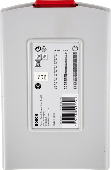 Image du produit Bosch Professional Zubehör HSS twist drill PointTeQ Set (1 mm, 1,5 mm, 2 mm, 2,5 mm, 3 mm, 3,5 mm, 4 mm, 4,5 mm, 5 mm, 5,5 mm, 6 mm, 6,5 mm, 7 mm, 7,5 mm, 8 mm, 8,5 mm, 9 mm, 9,5 mm, 10 mm)