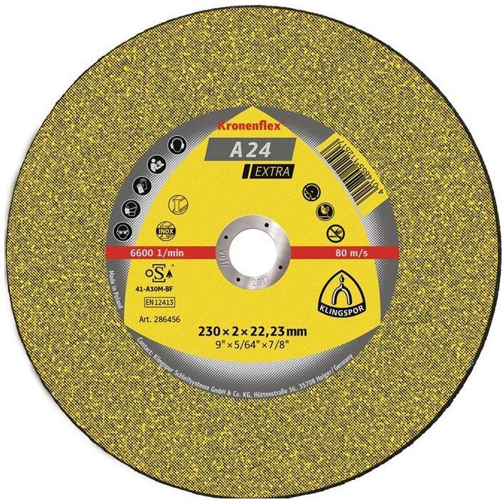 Klingspor, Lama, Disco da taglio A 24 Extra D125xW3,2mm foro 22,23mm medio duro GEK-Form velocità massima 12200