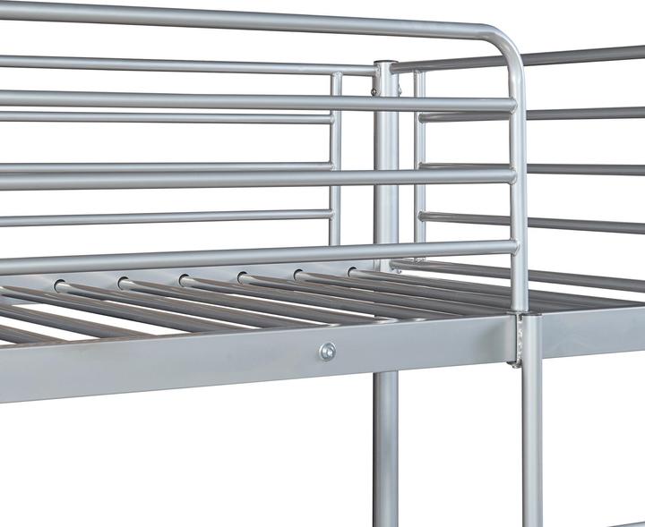 Produktbild En.Casa Metall-Etagenbett Soppsar mit 2 Matratzen 200x90 cm Silber (90 x 200 cm)