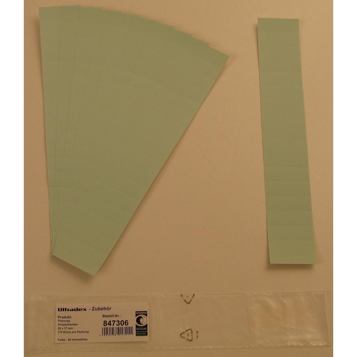 Thumbnail - Ultradex, Kartenaufbewahrung, Einsteckkarten für 20mm Einsteckschiene 50x17mm VE=170 Stück hellblau