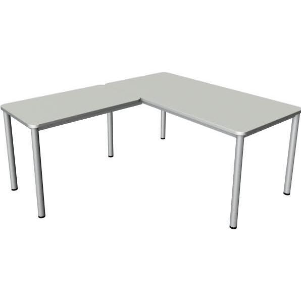 Kerkmann, Schreibtisch, Schreibtisch + Anbautisch Prime 160x80/100x60cm lichtgrau