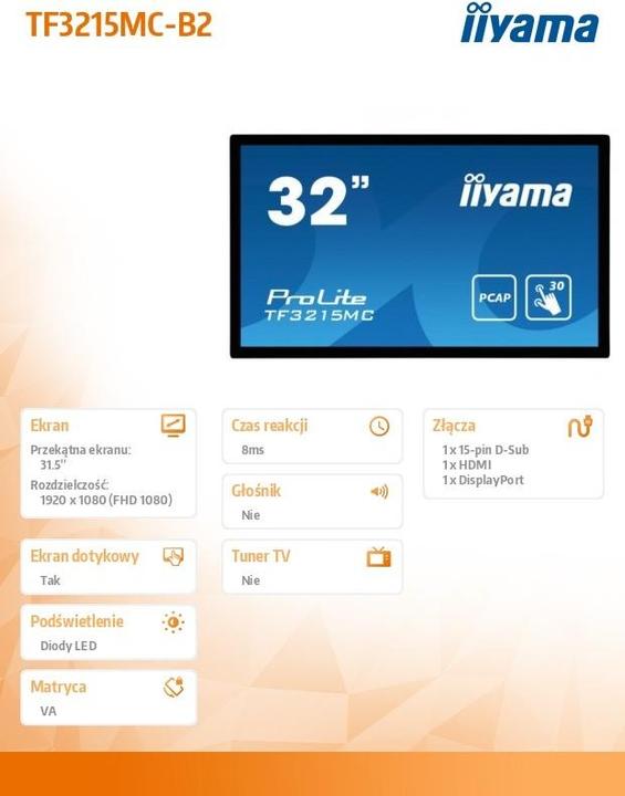Produktbild iiyama ProLite TF3215MC-B2 (1920 x 1080 Pixel, 31.50")
