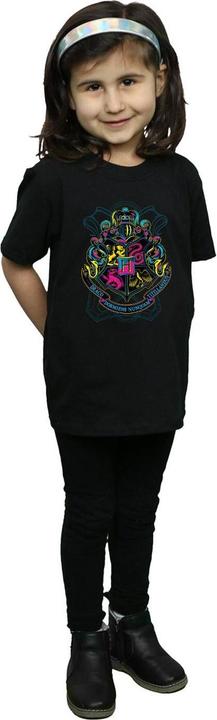 Actual product image Girls Neon Hogwarts Crest Cotton T-Shirt (116)