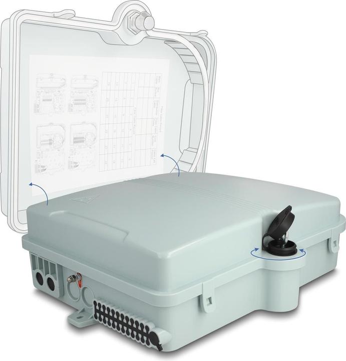 Actual product image Delock Fibre optic distribution box for indoor and outdoor use IP65 waterproof lockable 24 port grey (Splice box)