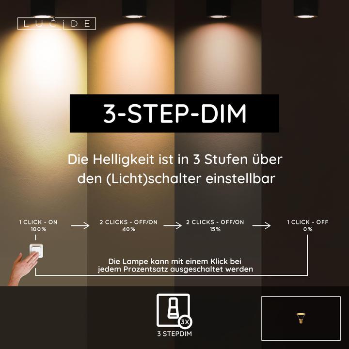 Produktbild Lucide G45 - Led Lampe - Ø 4,3 cm - LED Dim. - E14 - 1x5W 2700K - 3 StepDim - Schwarz 49098/05/30 (E14, 400 lm, 1x)