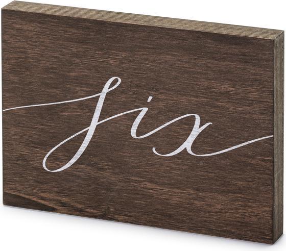 Produktbild Partydeco Wooden table number, "Six", 2x18x12.5 cm (1 pkt / 1 pc.) (1 Stück)