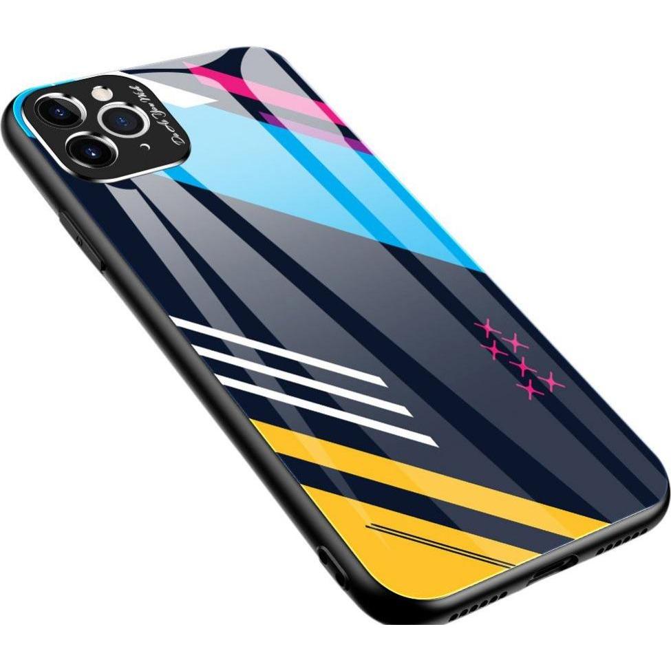 Hurtel Color Glass Case Durable Cover with Tempered Glass Back and camera cover iPhone 11 Pro Max pattern 2 (Apple iPhon...