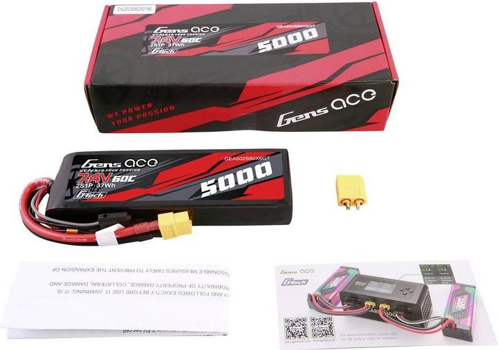 Produktbild Gens Ace G-Tech 5000mAh 7.4V 60C 2S1P Lipo PC material case with XT60 Plug (7.40 V, 5000 mAh)