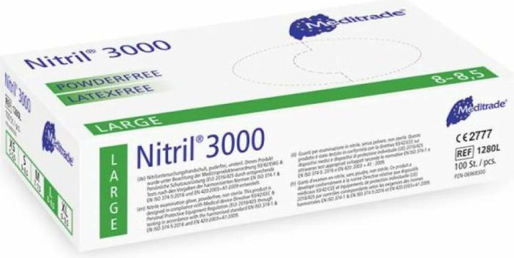 Produktbild Meditrade Untersuchungshandschuhe Nitril 3000 X-long blau puderfrei (L)