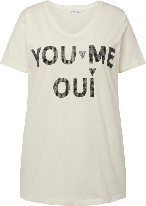 Produktbild Angel of Style T-Shirt, Pailletten-Schriftzug, V-Ausschnitt, Halbarm (46)
