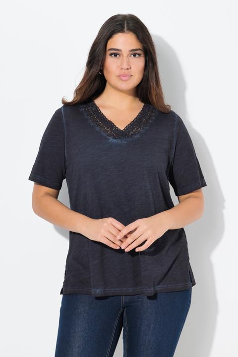 Produktbild Ulla Popken T-Shirt, Spitze, Classic, V-Ausschnitt, Halbarm (46, 48)