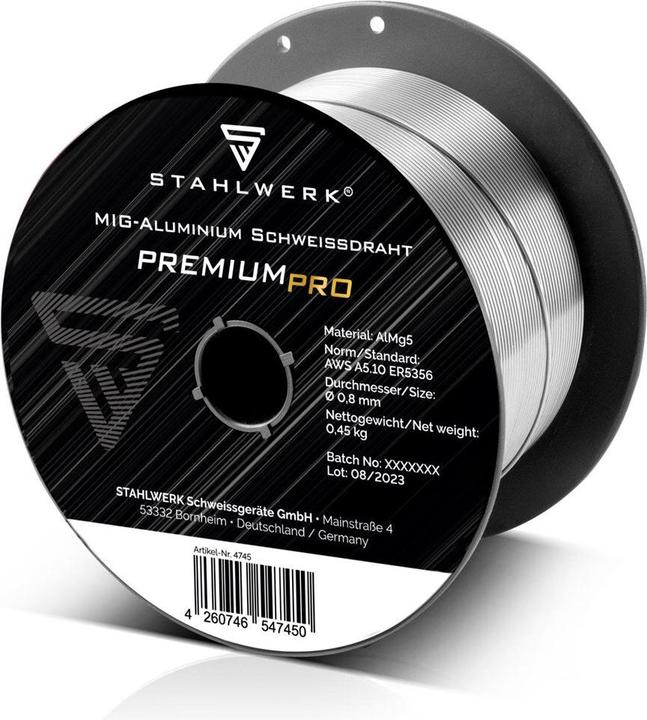 Actual product image Stahlwerk Welding wire MIG MAG aluminum ER5356 AlMg5 0.8 mm 0.45 kg wire reel