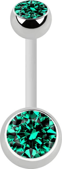 Immagine prodotto Star Piercing Banana bianca con due sfere di cristallo d'argento turchese (senza ottone, Acciaio chirurgico 316L, Materiale sintetico)