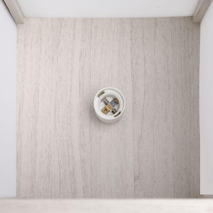 Actual product image Swisshandel24 Floor lamp Floor lamp with 3 shelves E27 up to 40W E1-MDF, acrylic oak+white 26 x 26 x 160 cm (E27)