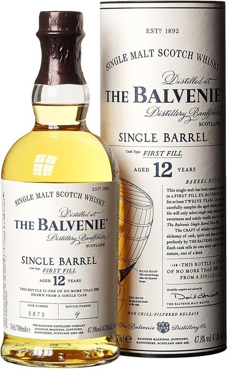 Immagine prodotto Balvenie Whisky scozzese 12 Years Old Single Barrel First Fill con astuccio (Single Malt, Whisky scozzese, 1 x 70 cl)