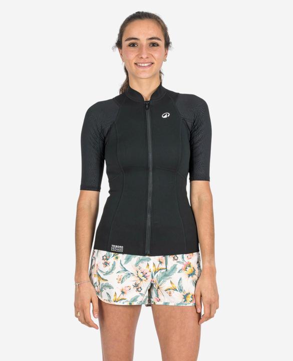 Actual product image Subea YULEX100 women's swim top UV protection 1.5 mm short sleeve - black (1 mm, S)