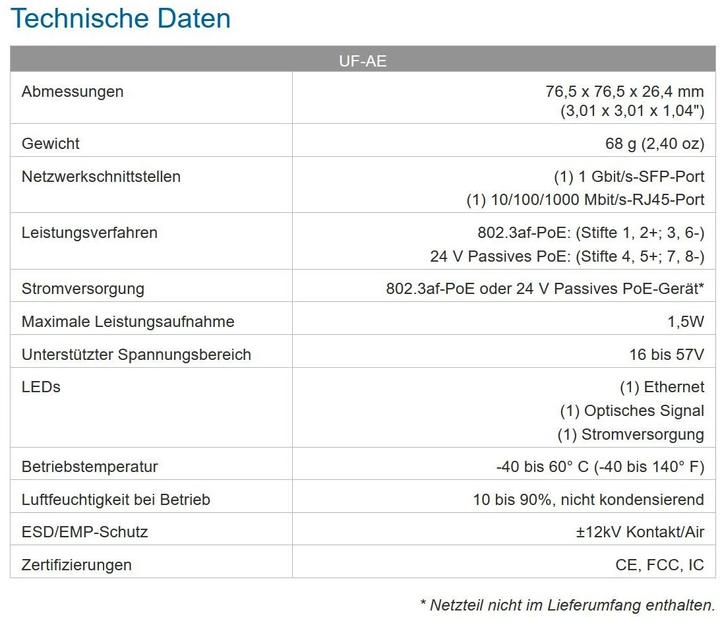 Produktbild Ubiquiti UF-AE (Media Konverter)