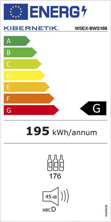 Energy Label Kibernetik FSP Weinklimaschrank 130 - 176 Flaschen 2 Zonen