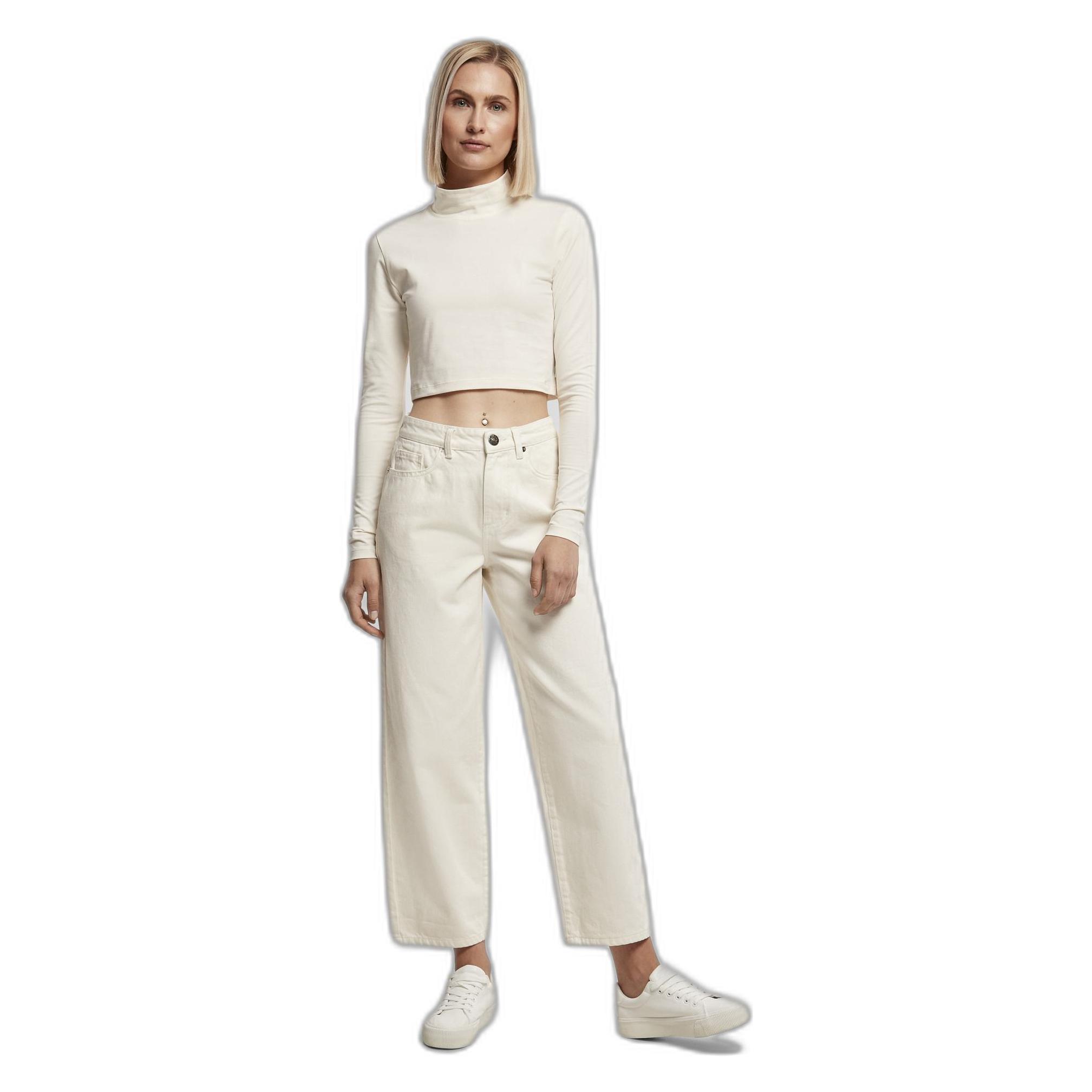 Urban Classics, Damen, Shirts, Ladies Organic Cropped Turtelneck Longsleeve, Weiss, (Xl)