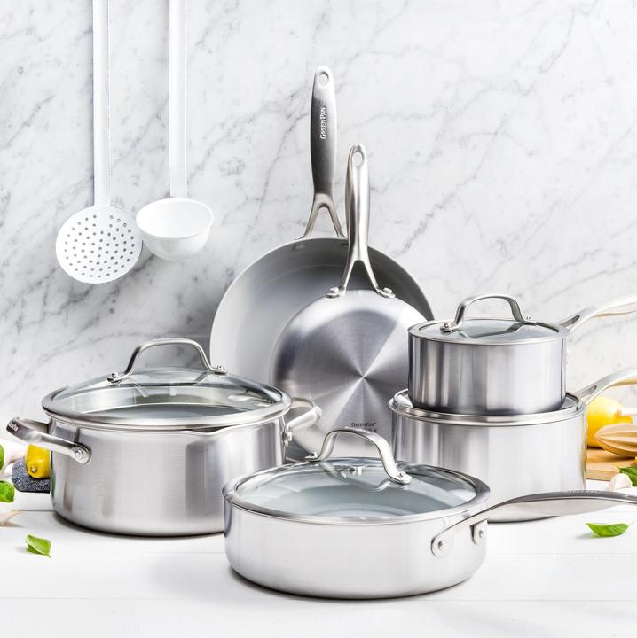 Productafbeelding Greenpan Venice Pro Evershine met deksel (Braadpan + kasserol, Steelpan, Roestvrij staal, 28 x 8 cm)