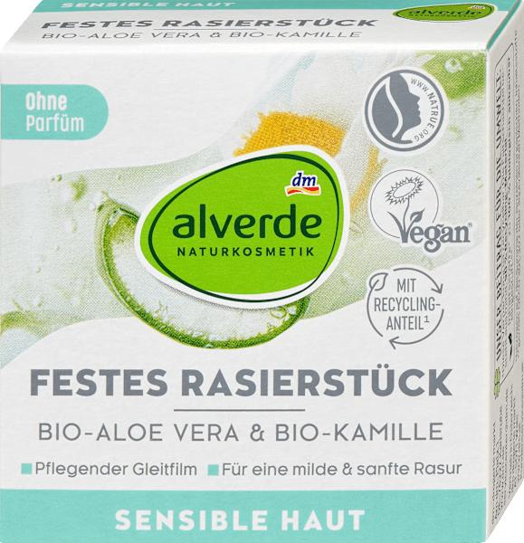 Immagine prodotto dm alverde Aloe vera organica solida, camomilla organica (50 ml, Schiuma da barba)