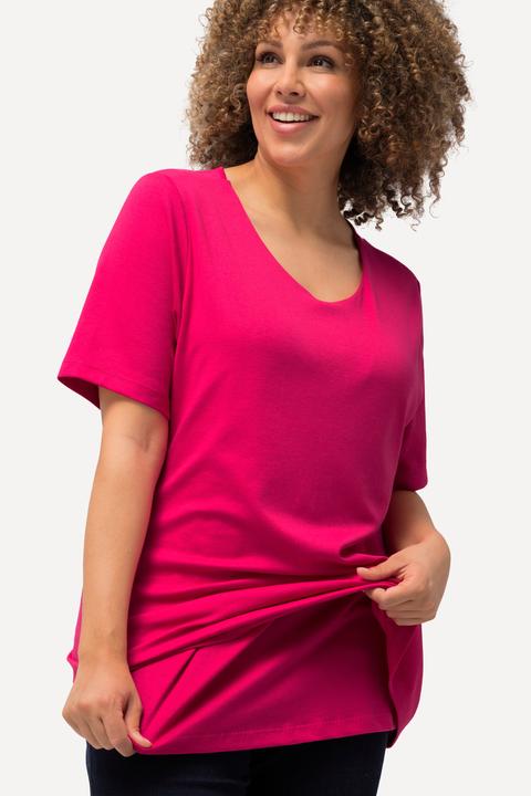 Immagine prodotto Ulla Popken Maglia aderente con davanti doppio, scollo a girocollo e mezze maniche (56)