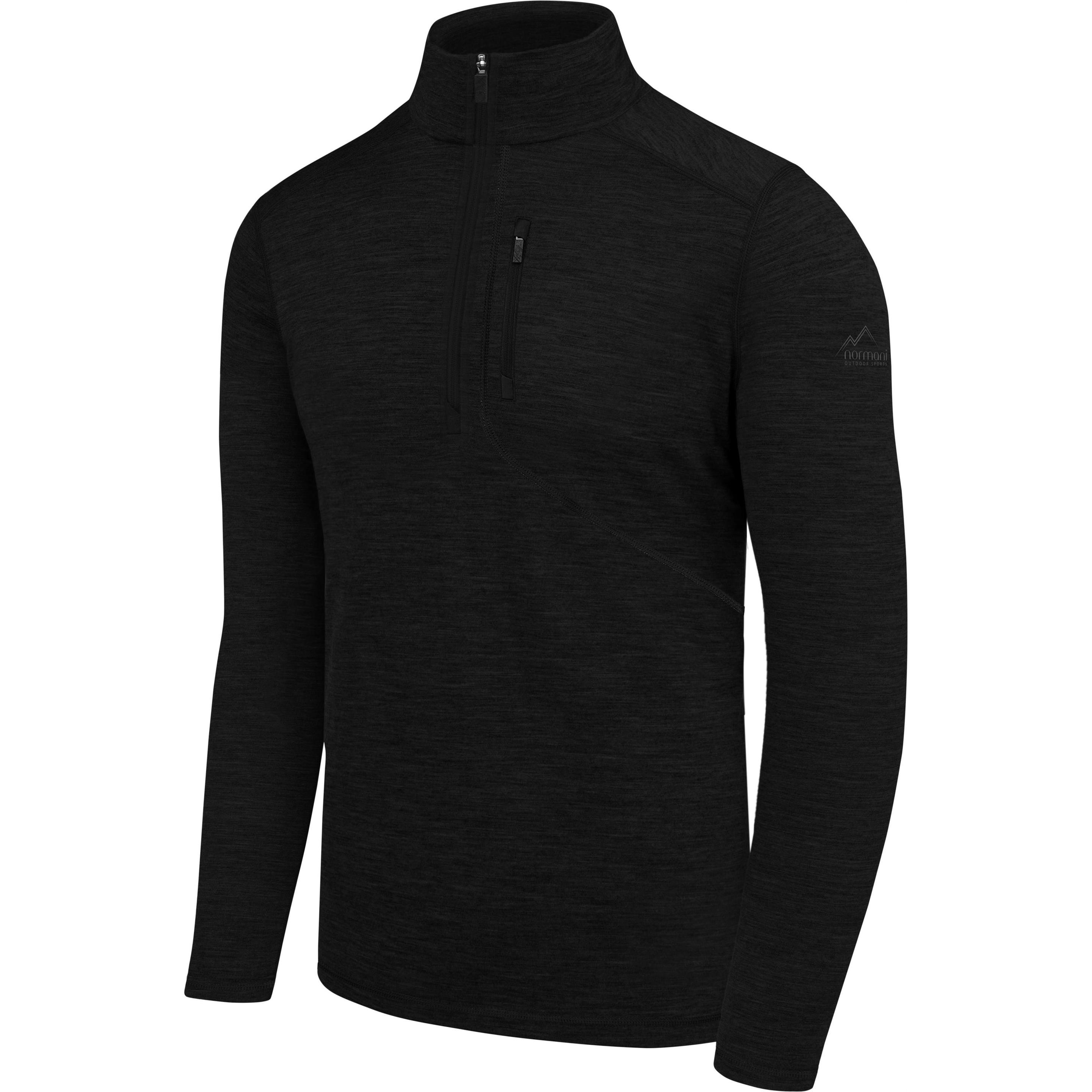 Thumbnail - Normani, Herren, Funktionsshirt, Herren Merino Langarm mit 1/4 Zipper „Mildura“ - 9131 (M), Schwarz, M