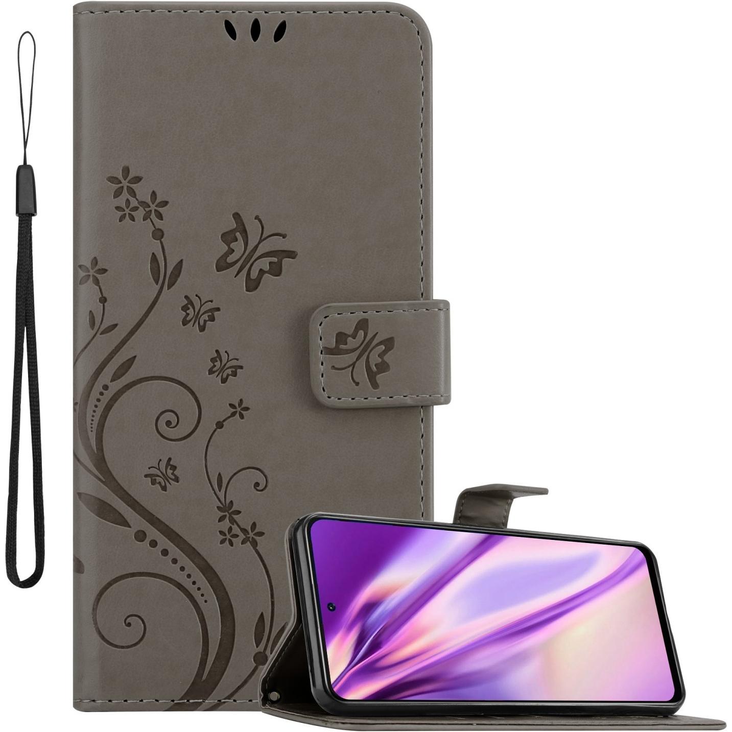 Cadorabo Flower Book Hülle für Xiaomi POCO X3 GT (Xiaomi Poco X3 GT), Smartphone Hülle, Grau