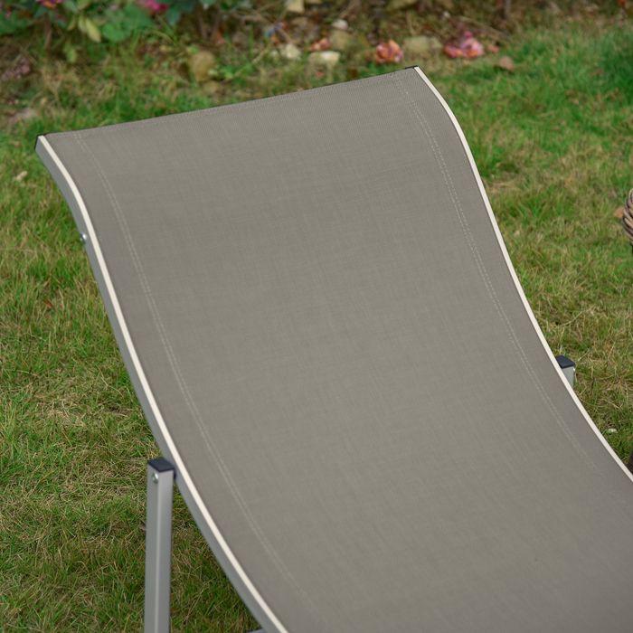 Produktbild Swisshandel24 2er Set Sonnenliege Gartenliegen Stoffliege Relaxliege ergonomisch Aluminium Texteline Hellgrau 165 (165 cm)