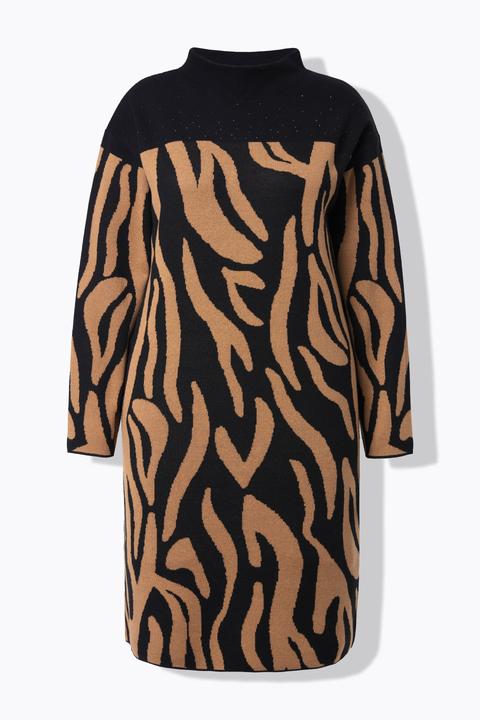 Produktbild Ulla Popken Strickkleid, Zebra, Oversized, Stehkragen, Langarm (56)
