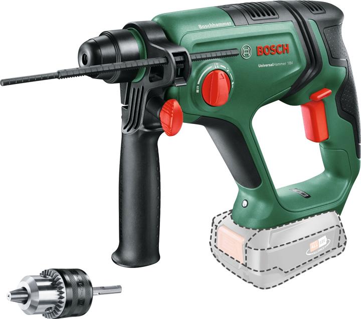 Cardboard box, Round shank adapter, Cordless hammer drill UniversalHammer 18V