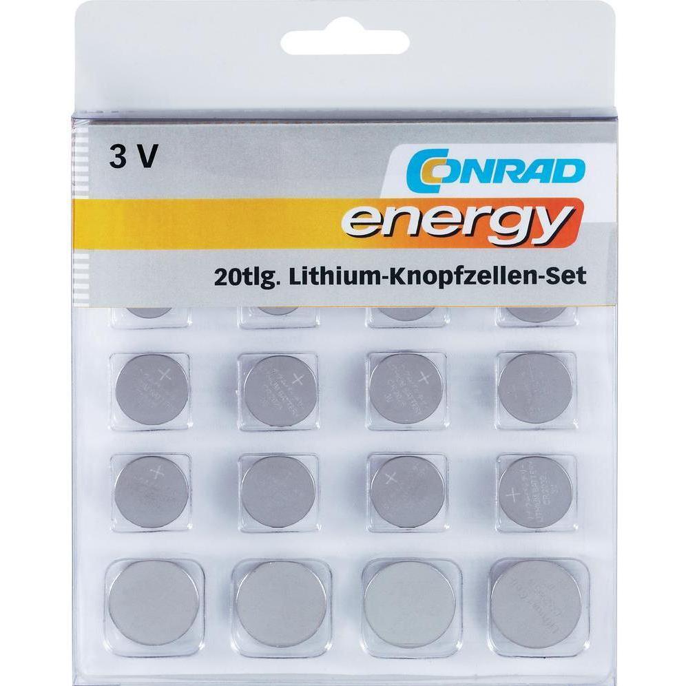Thumbnail - Conrad energy 20tlg. Lithium-Knopfzellen-Set (20 Stk.), Batterien + Akkus