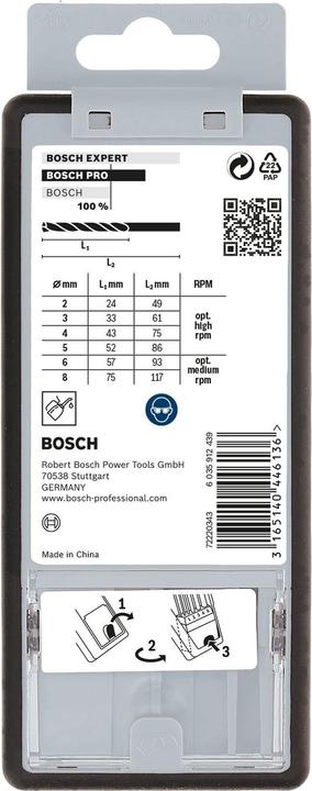 Immagine prodotto Bosch Professional Zubehör Set di punte elicoidali PRO Metal HSS-G, 6 pezzi. (2, 4, 3, 5, 6, 8)