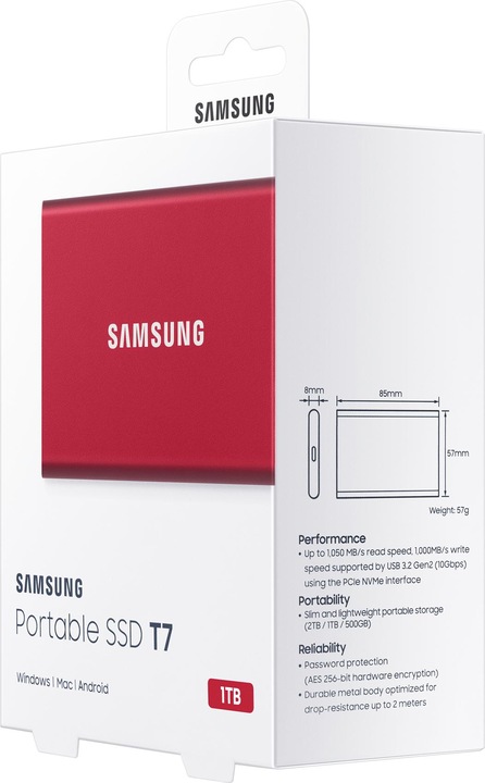 Image du produit Samsung Portable T7 Red (1000 Go)